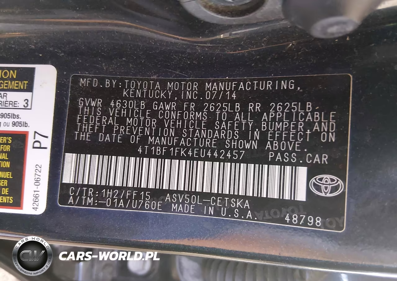 2014 Toyota Camry Se VIN:4T1BF1FK4EU442457 - 9