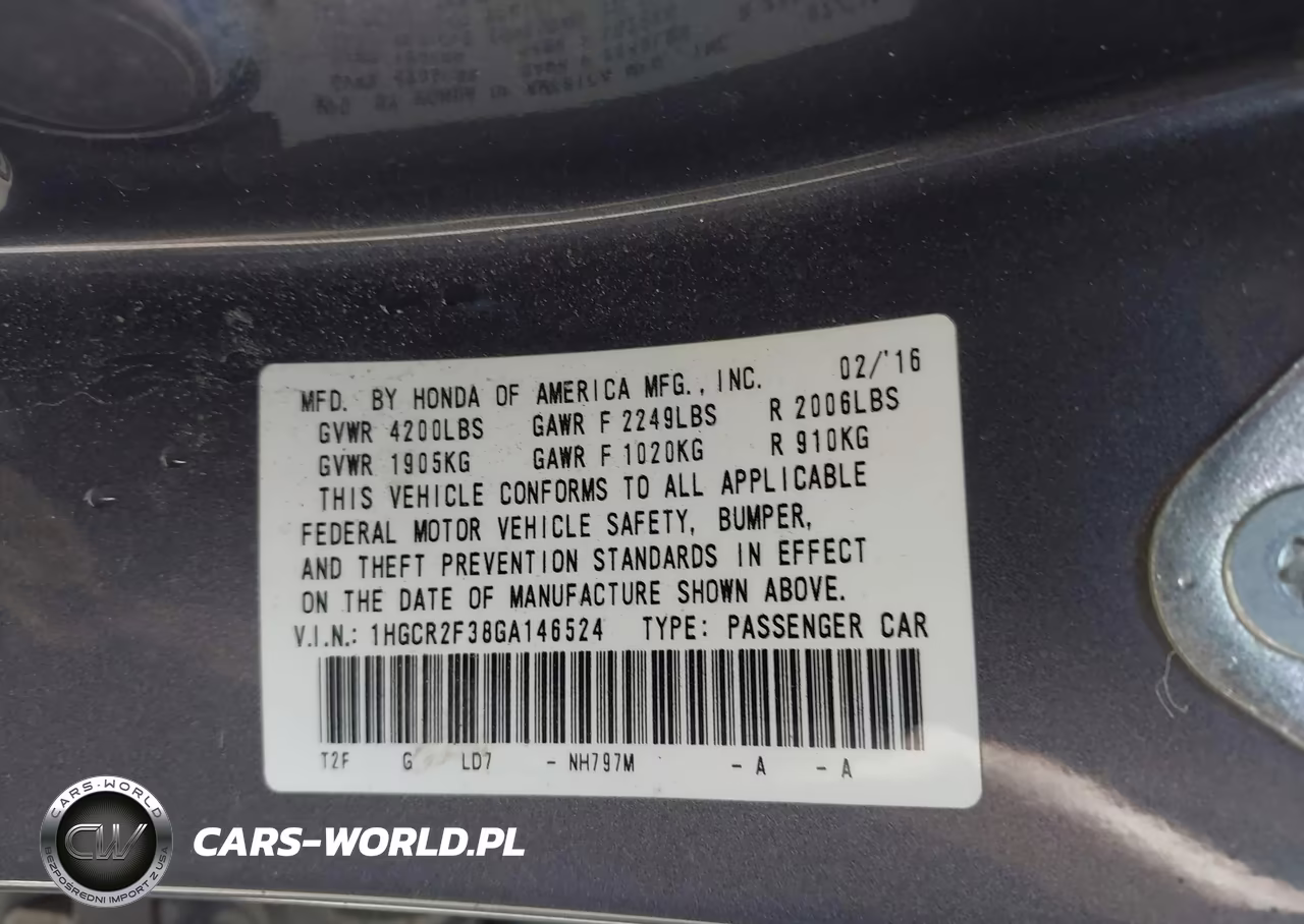 2016 Honda Accord Lx VIN:1HGCR2F38GA146524 - 9