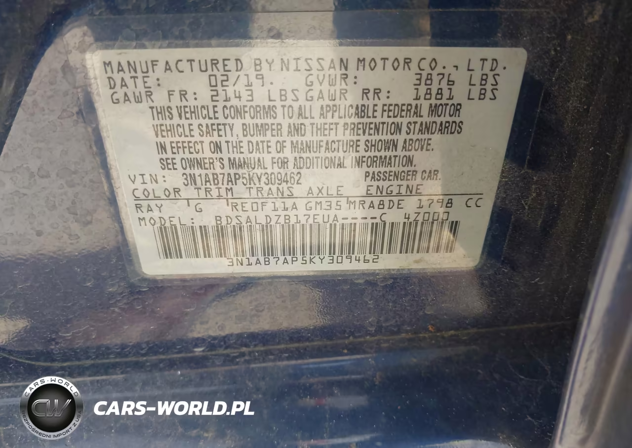 2019 Nissan Sentra Sv VIN:3N1AB7AP5KY309462 - 9