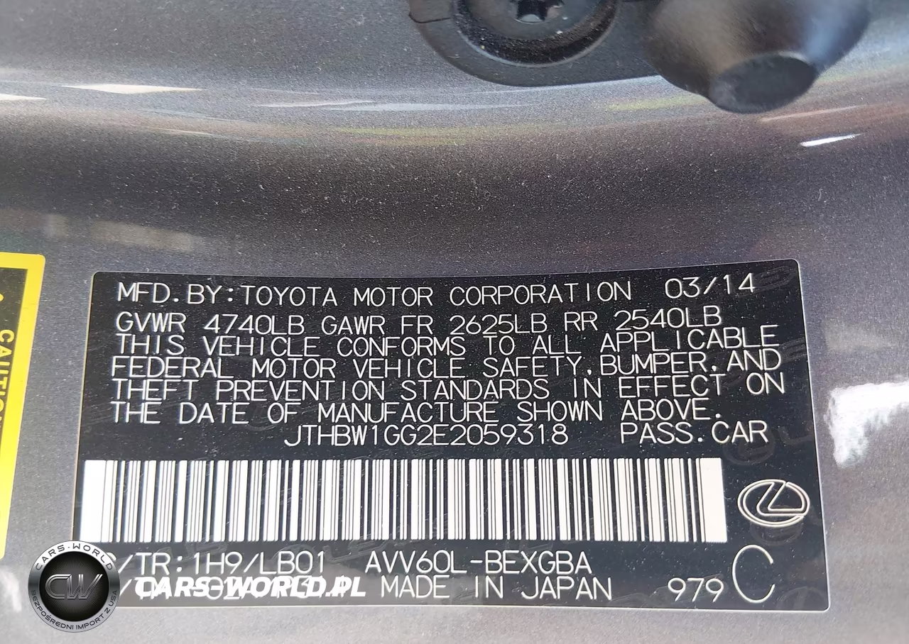 2014 Lexus Es 300H VIN:JTHBW1GG2E2059318 - 9