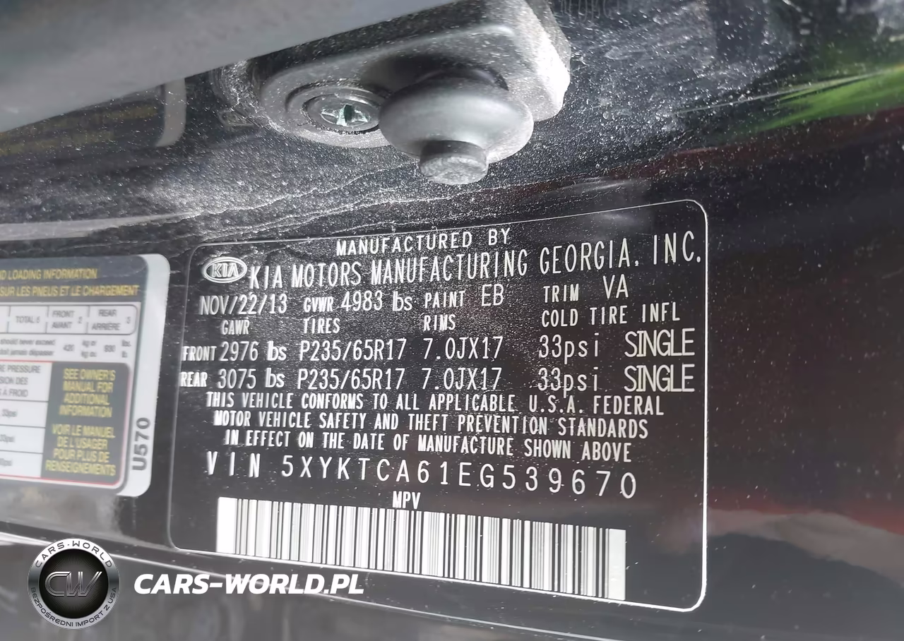 2014 Kia Sorento Lx VIN:5XYKTCA61EG539670 - 9