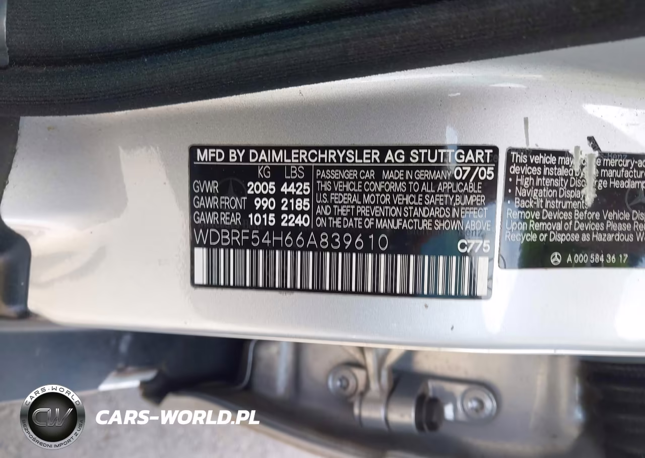 2006 Mercedes-Benz C 280 Luxury VIN:WDBRF54H66A839610 - 9