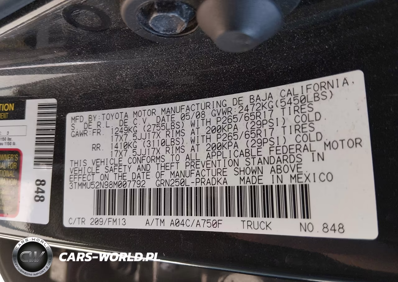 2008 Toyota Tacoma Base V6 VIN:3TMMU52N98M007792 - 9
