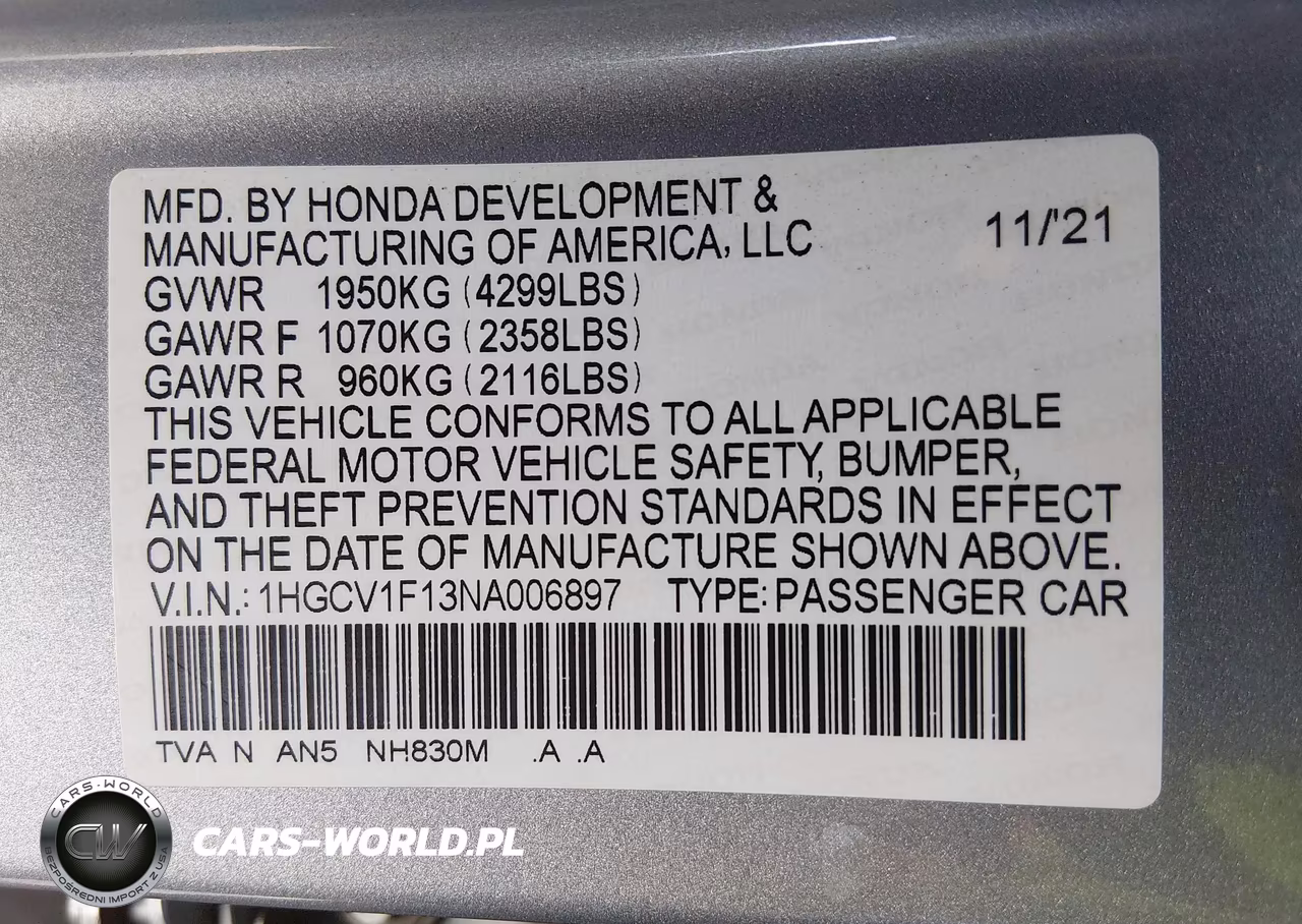 2022 Honda Accord Lx VIN:1HGCV1F13NA006897 - 9