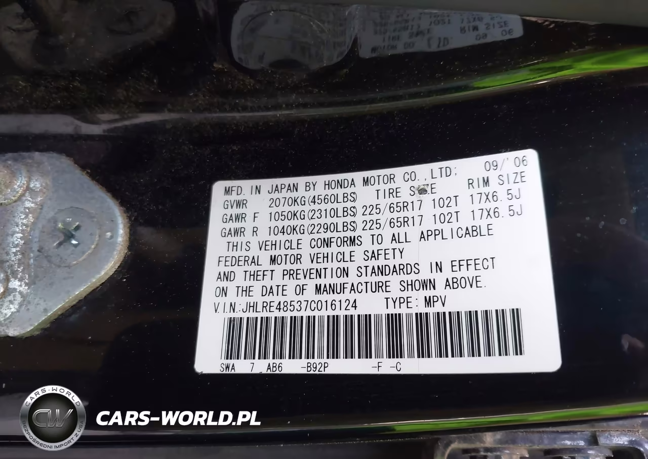 2007 Honda Cr-V Ex VIN:JHLRE48537C016124 - 9