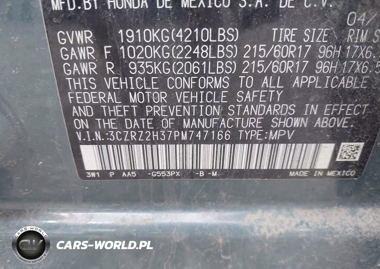 2023 Honda Hr-V Awd Lx VIN:3CZRZ2H37PM747166 - 9