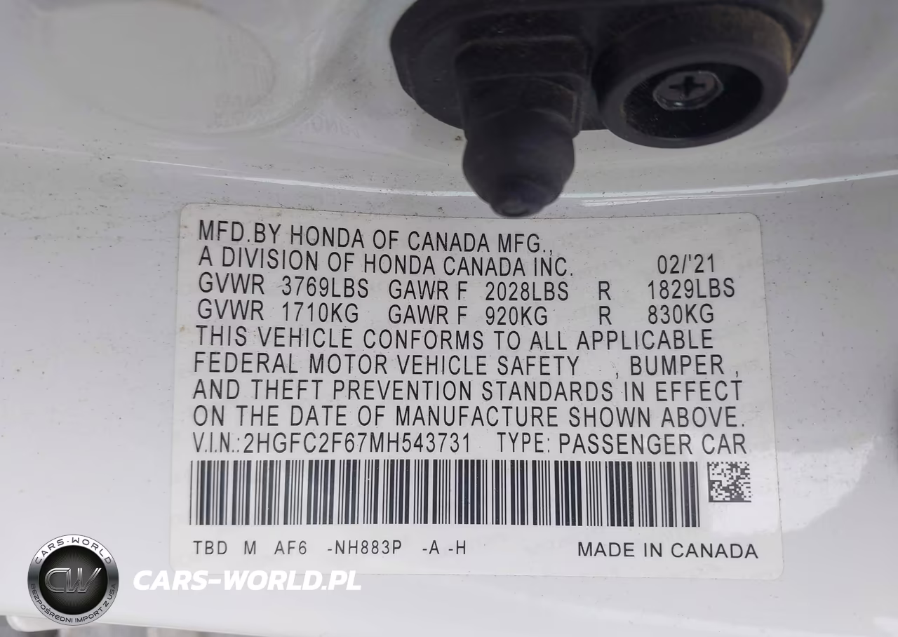 2021 Honda Civic Lx VIN:2HGFC2F67MH543731 - 9