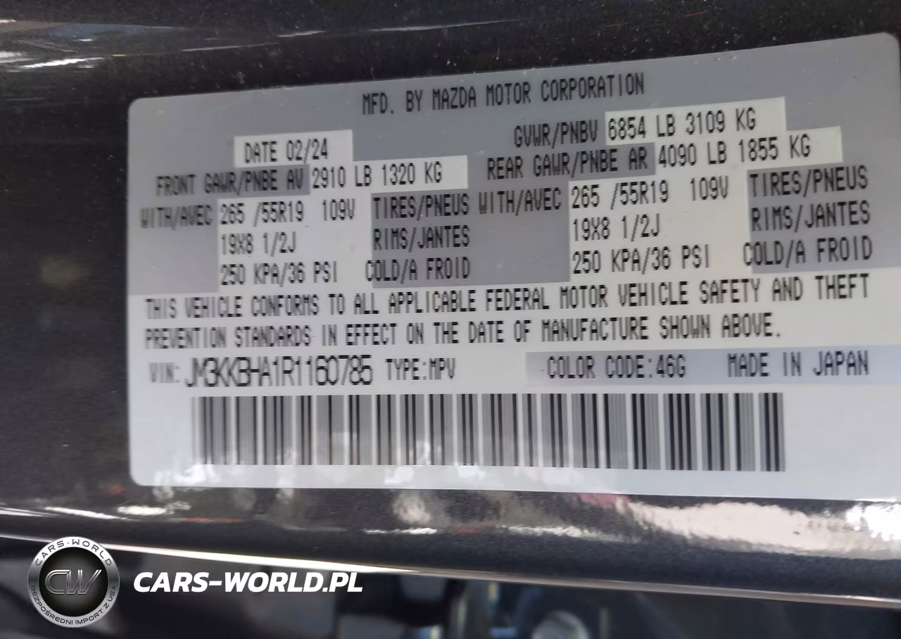 2024 Mazda Cx-90 Phev Preferred VIN:JM3KKBHA1R1160785 - 9