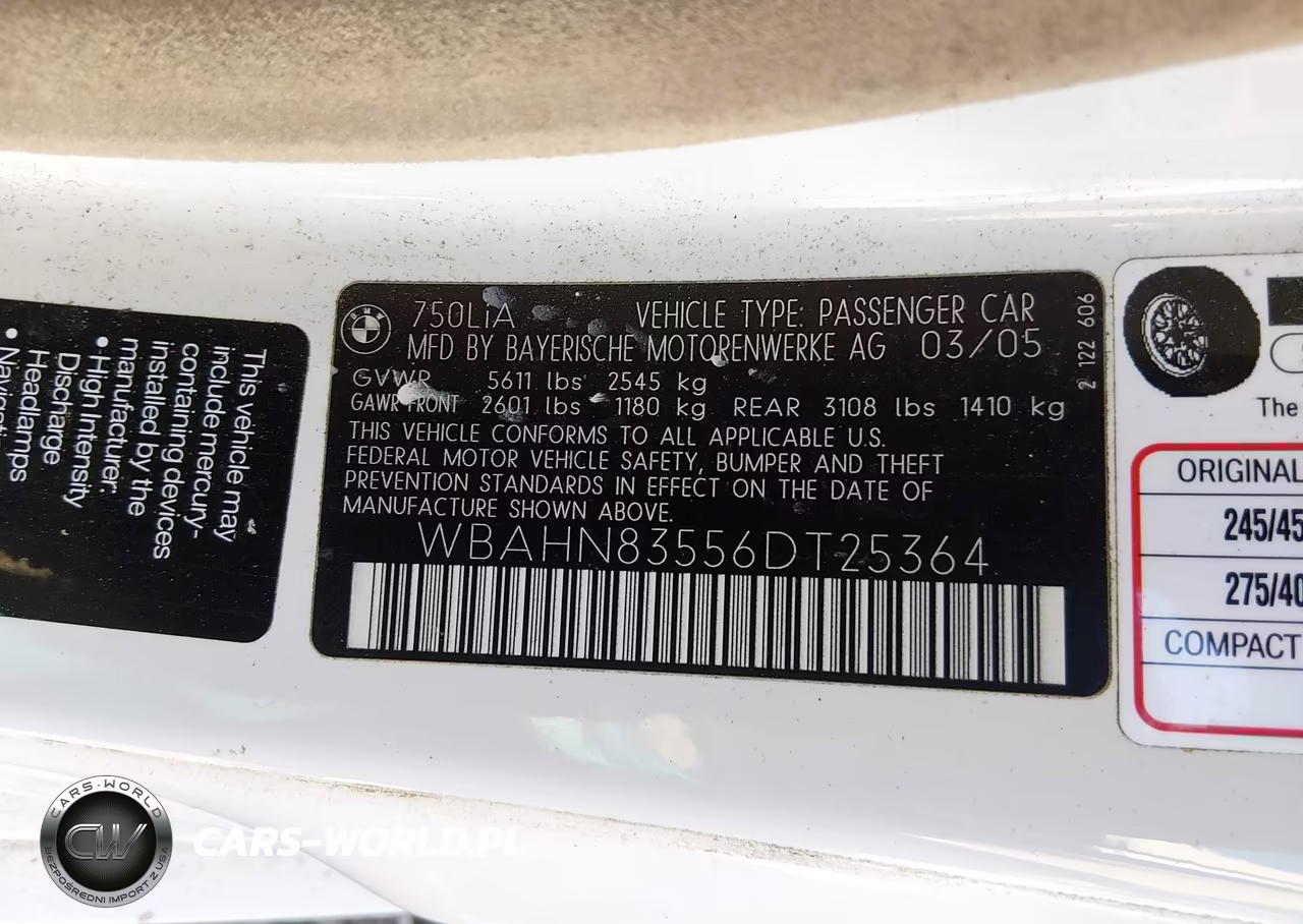 2006 BMW 750Li VIN:WBAHN83556DT25364 - 9