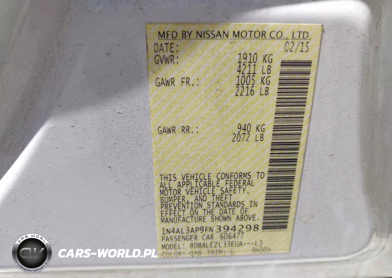 2015 Nissan Altima 2.5 S VIN:1N4AL3AP9FN394298 - 9