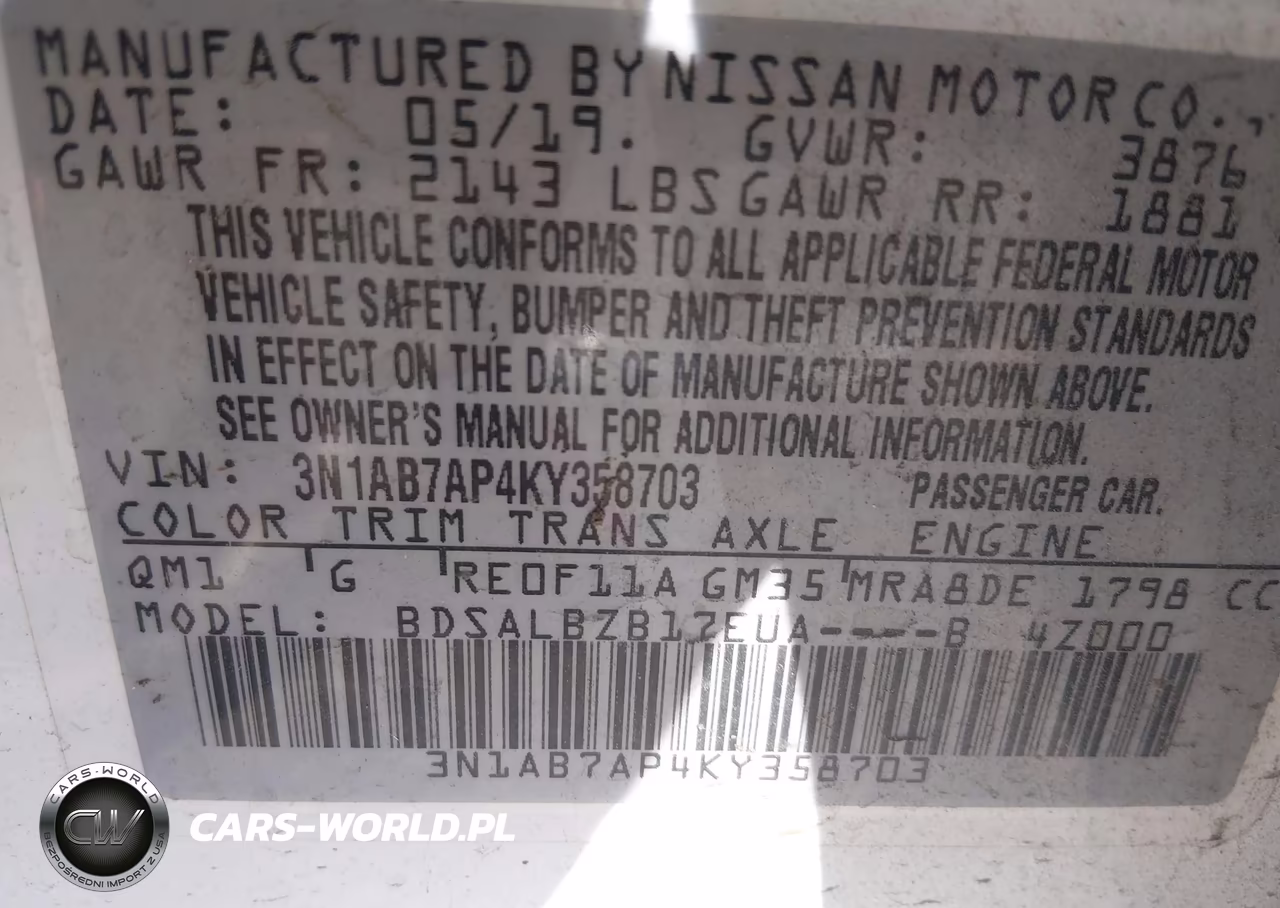 2019 Nissan Sentra S VIN:3N1AB7AP4KY358703 - 9