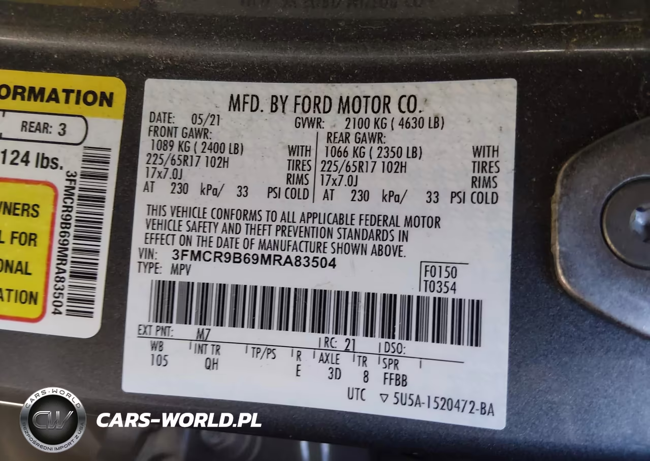 2021 Ford Bronco Sport Big Bend VIN:3FMCR9B69MRA83504 - 9
