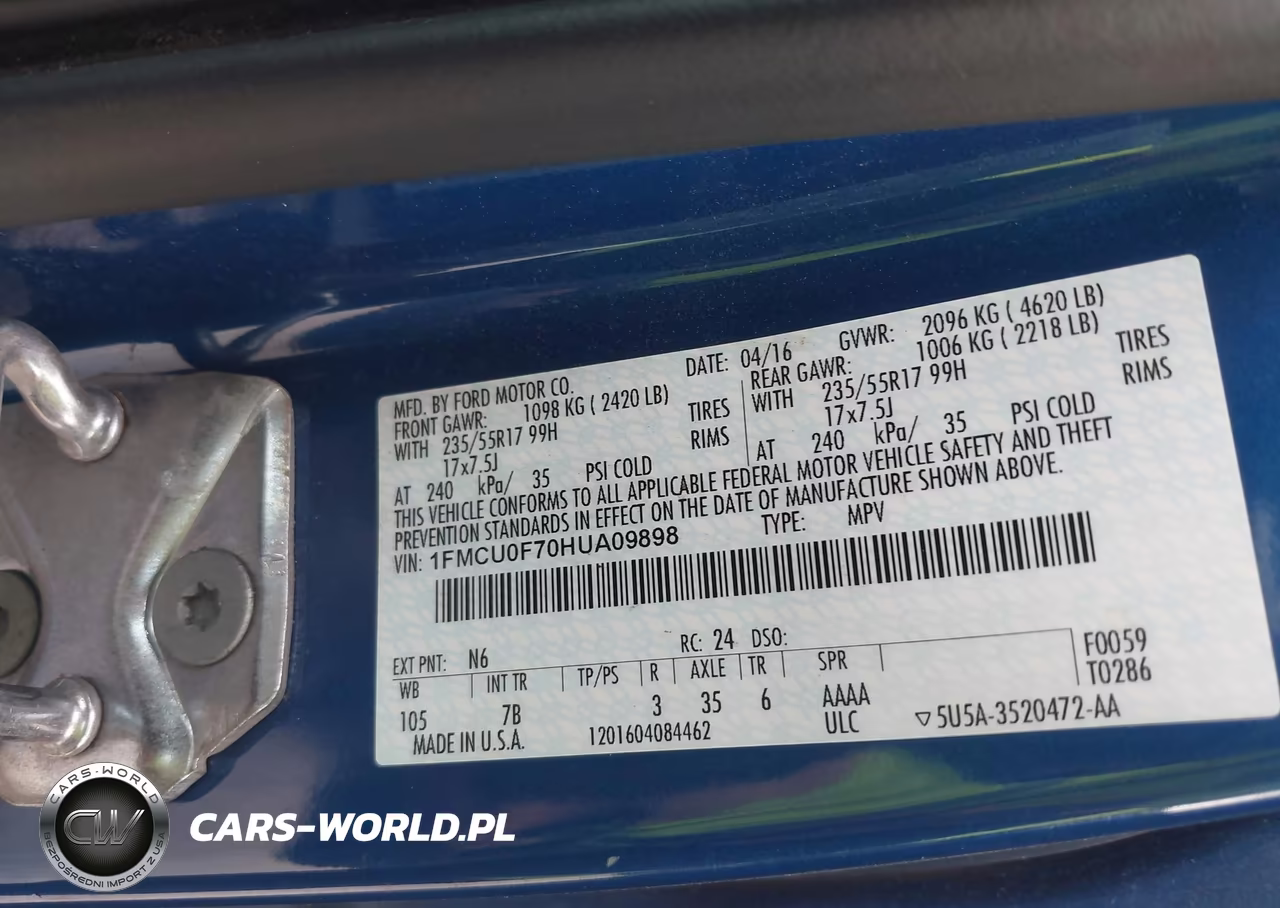 2017 Ford Escape S VIN:1FMCU0F70HUA09898 - 9