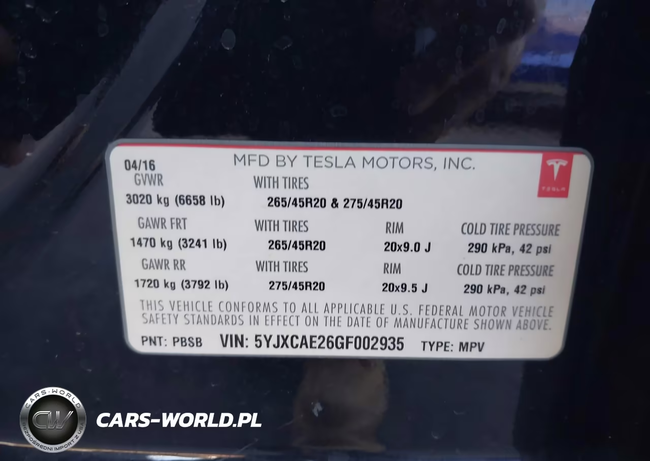 2016 Tesla Model X 60D-70D-75D-90D VIN:5YJXCAE26GF002935 - 9