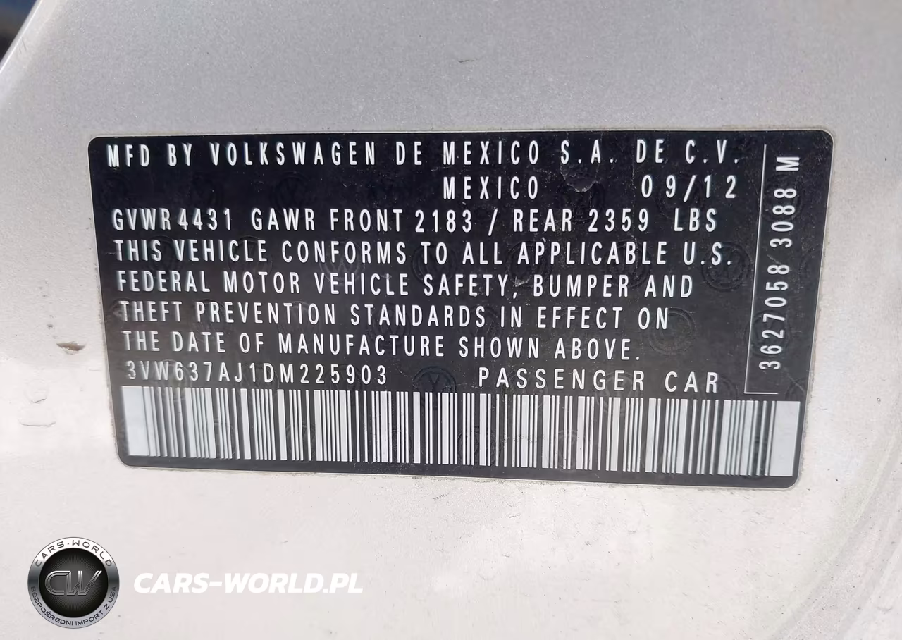 2013 Volkswagen Jetta Hybrid Sel VIN:3VW637AJ1DM225903 - 9