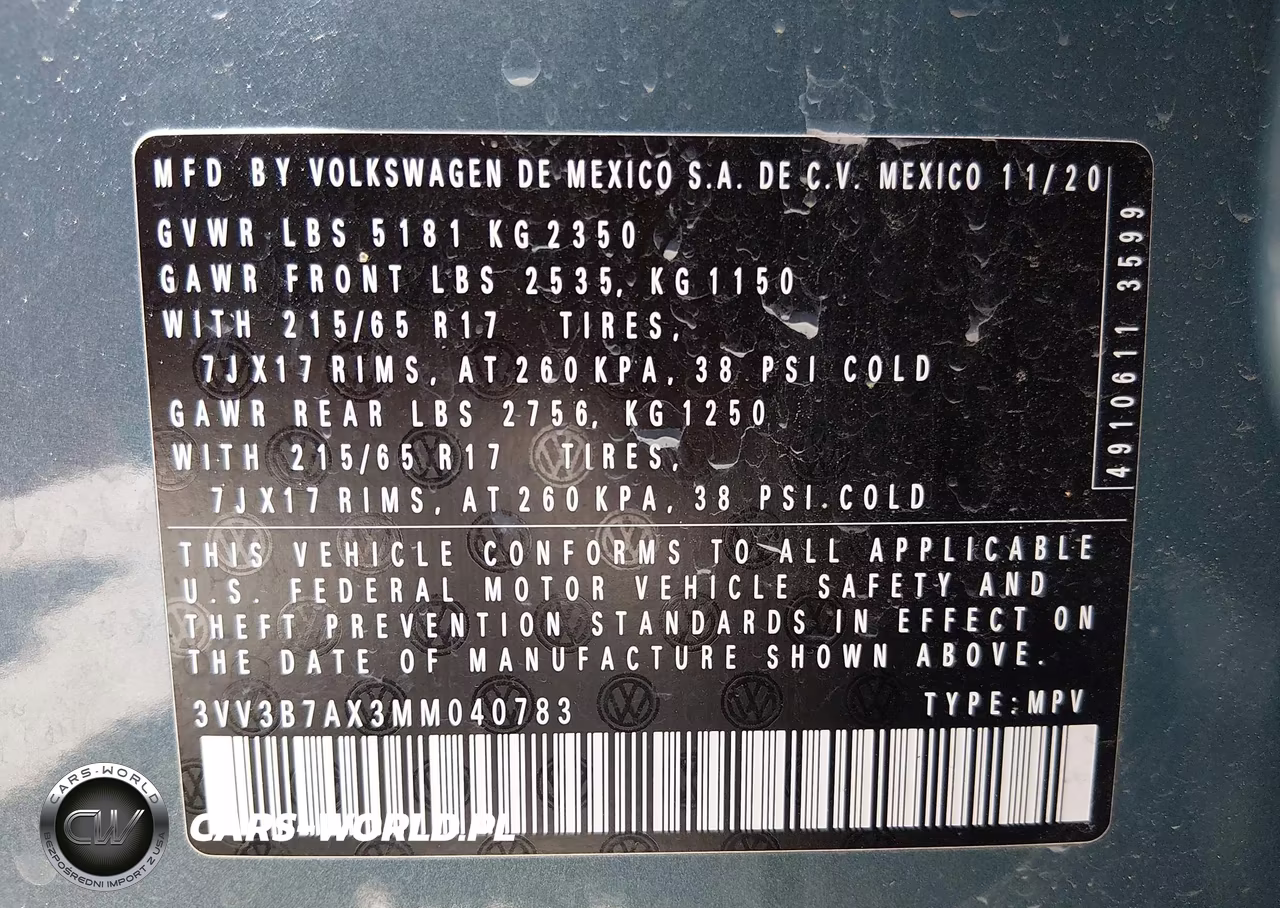 2021 Volkswagen Tiguan 2.0T Se-2.0T Se R-Line Black-2.0T Sel VIN:3VV3B7AX3MM040783 - 9