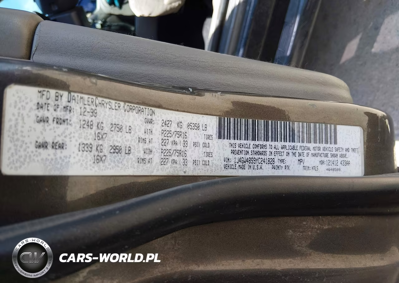 2000 Jeep Grand Cherokee Laredo VIN:1J4GW48S9YC241828 - 9