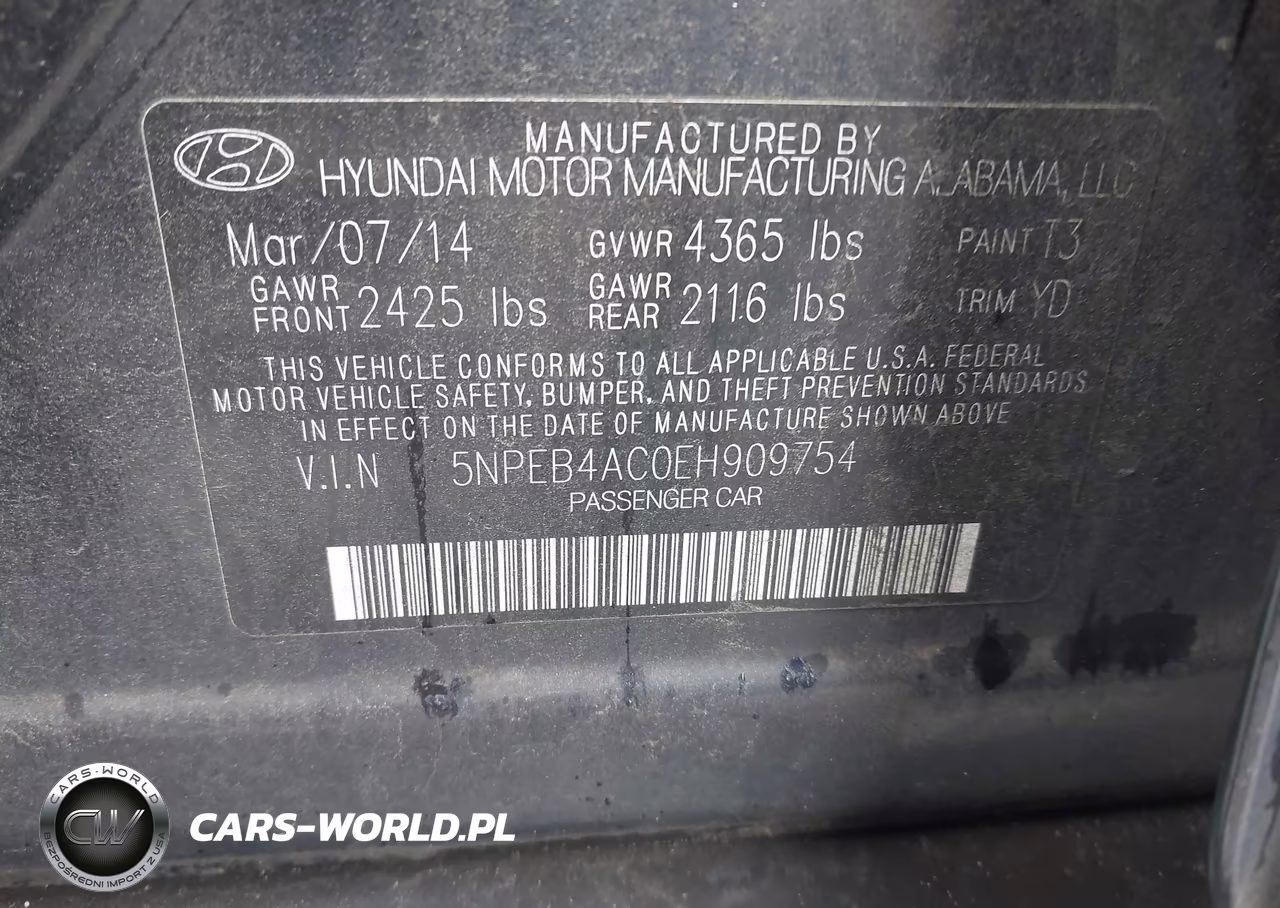 2014 Hyundai Sonata Gls VIN:5NPEB4AC0EH909754 - 9