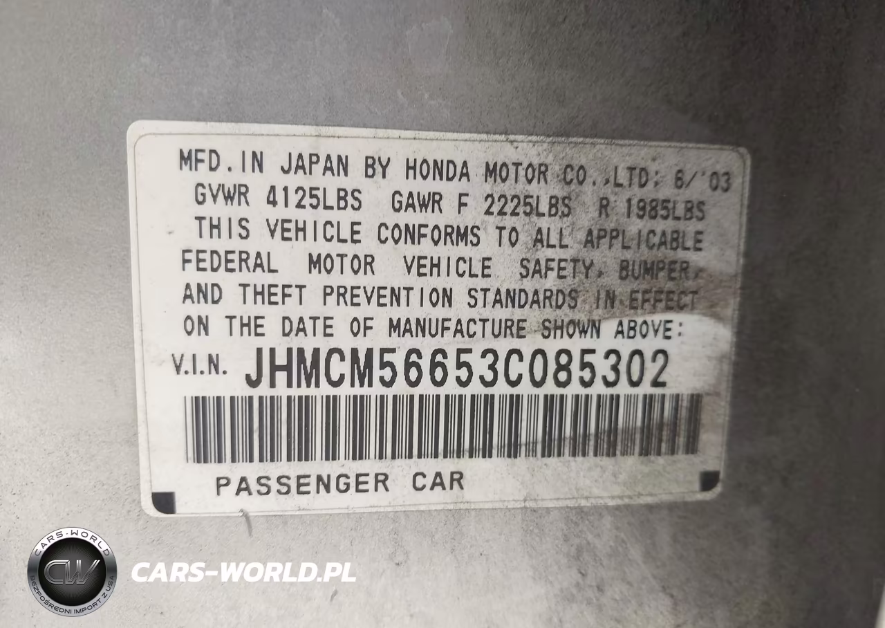 2003 Honda Accord 2.4 Ex VIN:JHMCM56653C085302 - 9