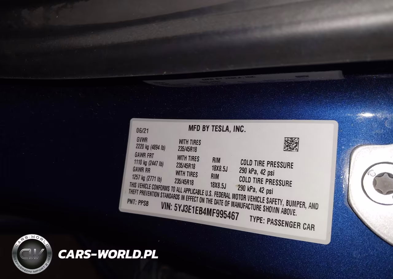 2021 Tesla Model 3 Long Range VIN:5YJ3E1EB4MF995467 - 9