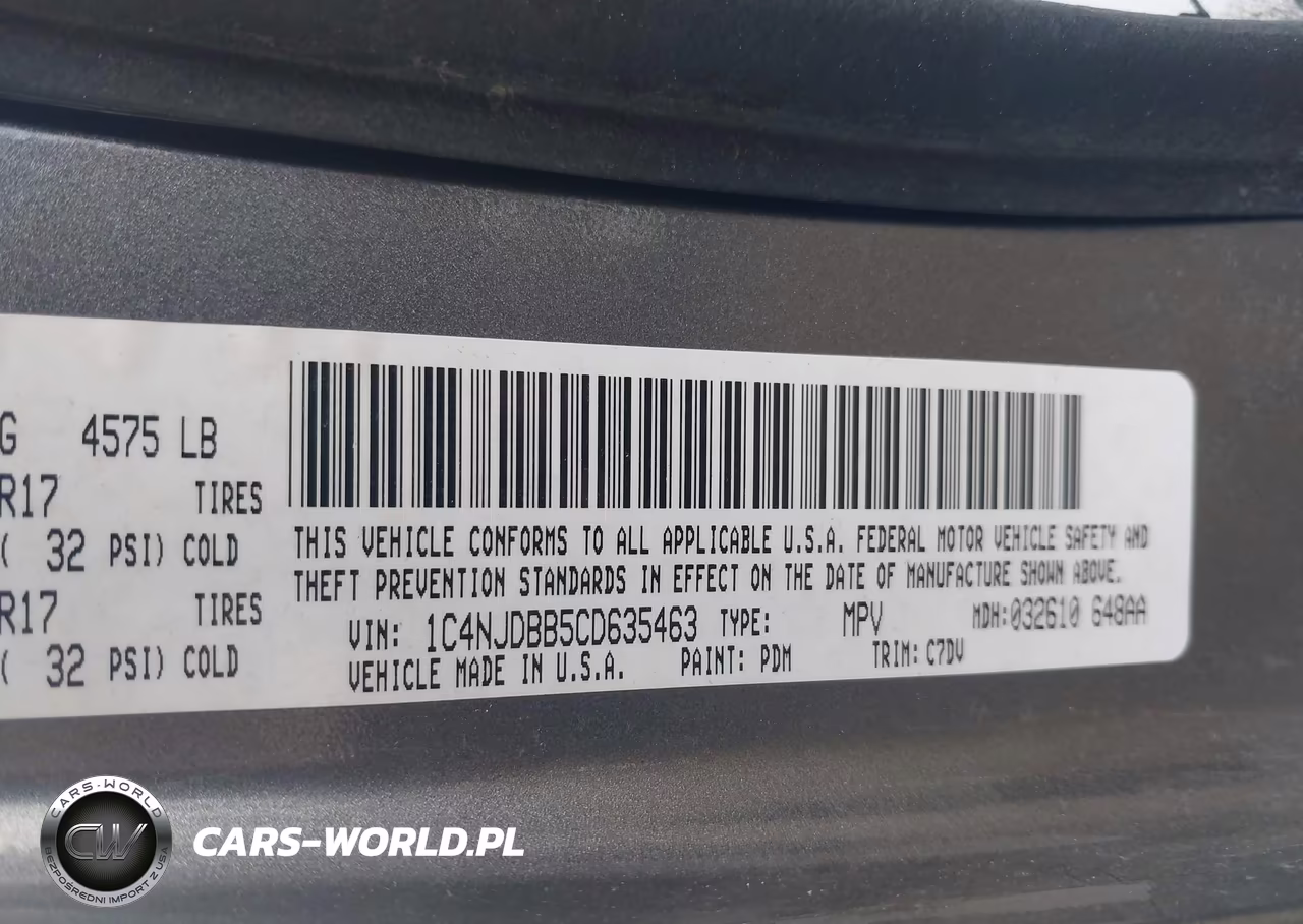 2012 Jeep Compass Sport VIN:1C4NJDBB5CD635463 - 9