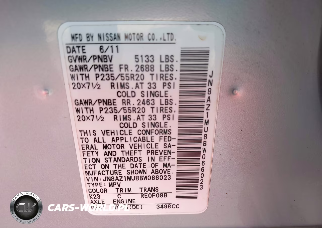 2011 Nissan Murano Le VIN:JN8AZ1MU8BW066023 - 9