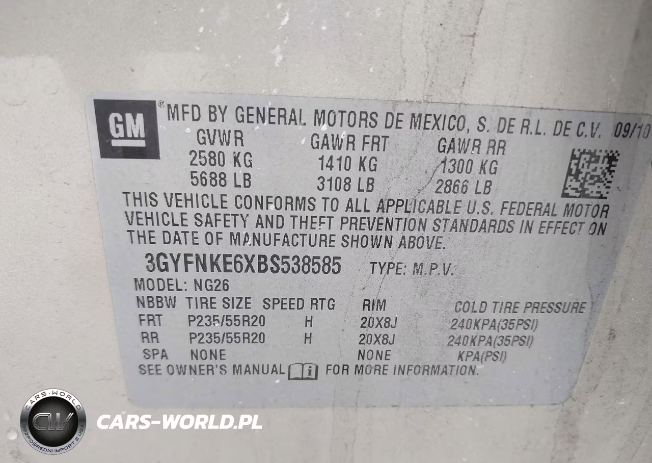 2011 Cadillac Srx Turbo Premium VIN:3GYFNKE6XBS538585 - 9