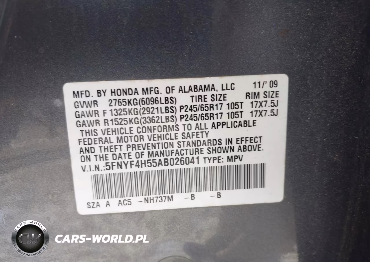 2010 Honda Pilot Ex-L VIN:5FNYF4H55AB026041 - 9