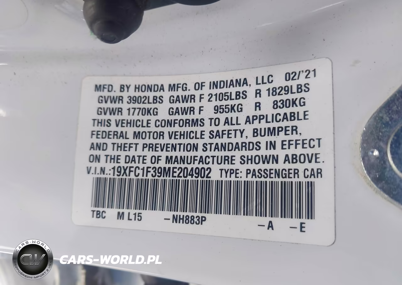 2021 Honda Civic Ex VIN:19XFC1F39ME204902 - 9