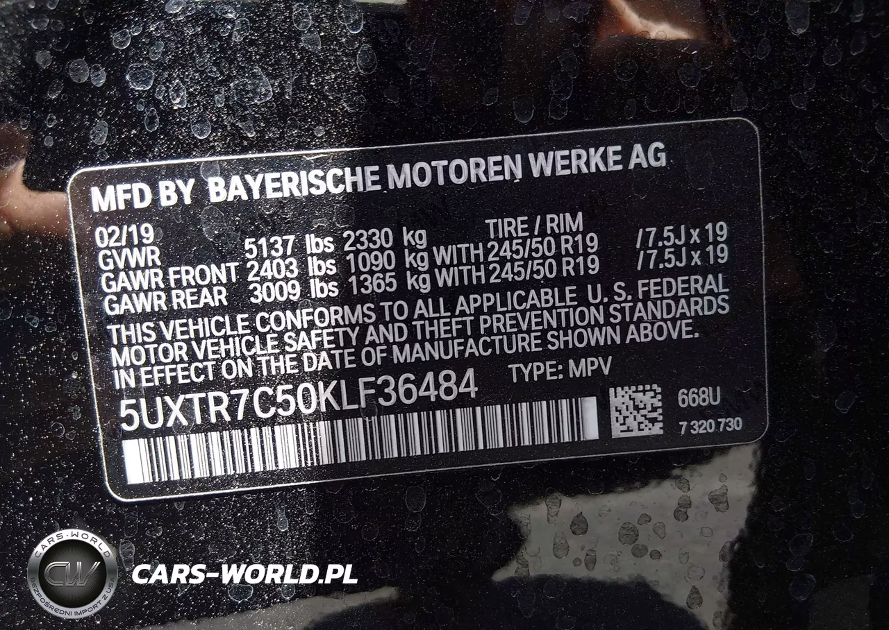 2019 BMW X3 Sdrive30I VIN:5UXTR7C50KLF36484 - 9
