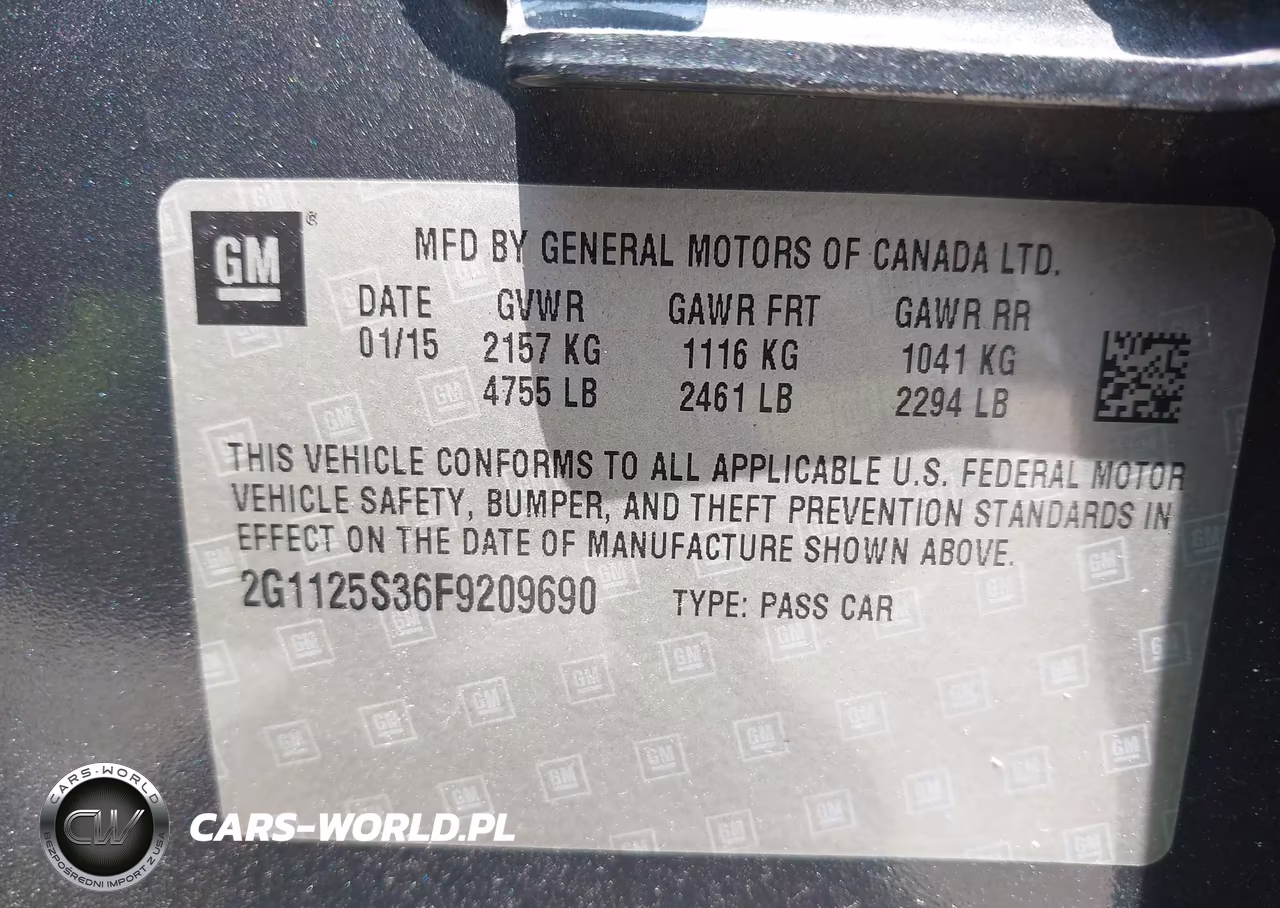 2015 Chevrolet Impala 2Lt VIN:2G1125S36F9209690 - 9