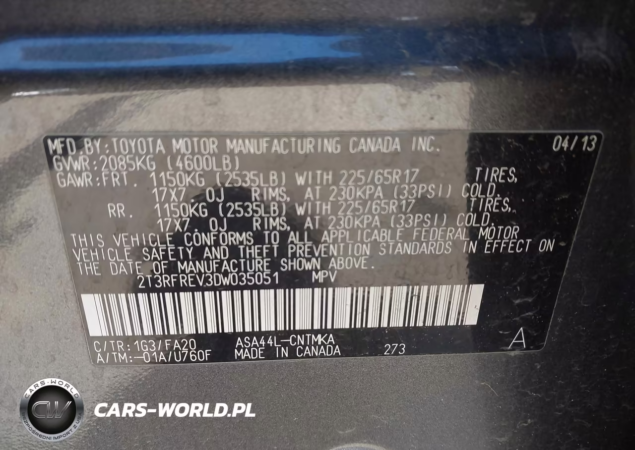 2013 Toyota Rav4 Xle VIN:2T3RFREV3DW035051 - 9