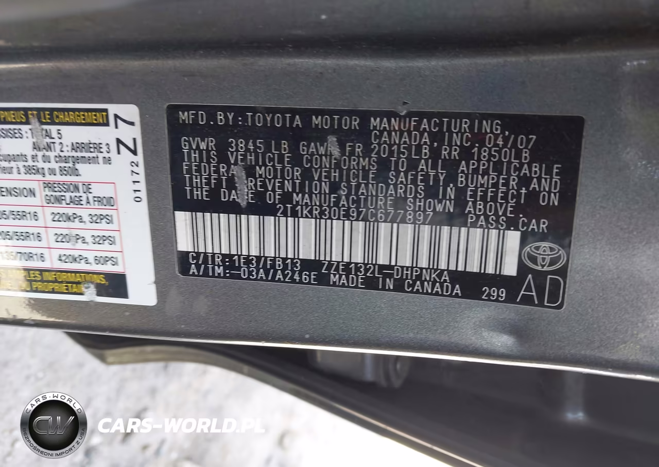 2007 Toyota Matrix Xr VIN:2T1KR30E97C677897 - 9