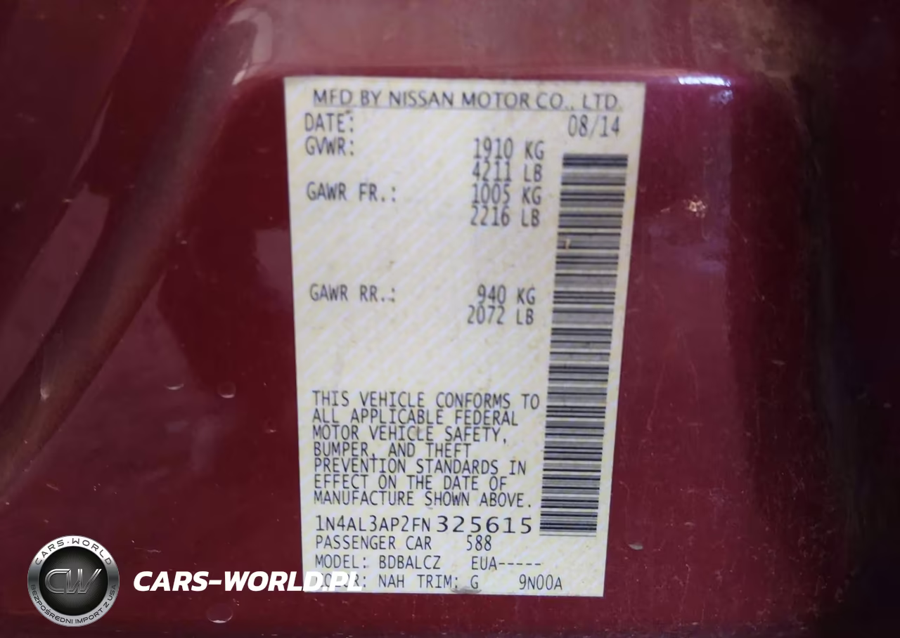 2015 Nissan Altima 2.5-2.5 S-2.5 Sl-2.5 Sv VIN:1N4AL3AP2FN325615 - 9