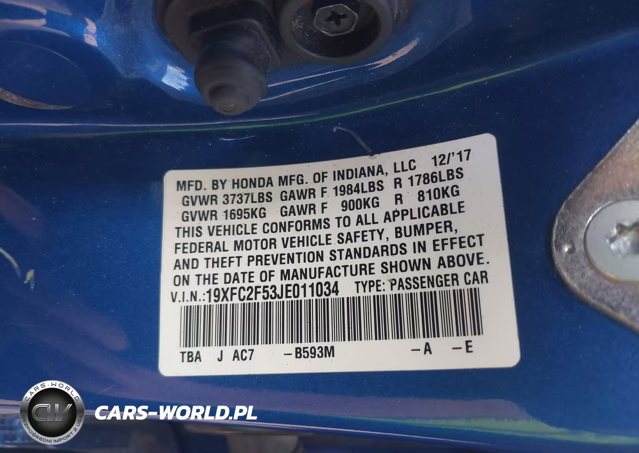 2018 Honda Civic Lx VIN:19XFC2F53JE011034 - 9