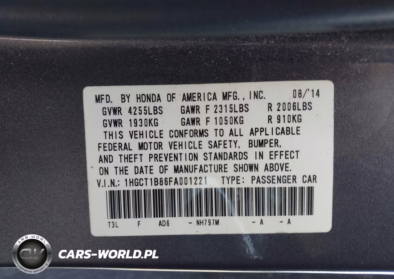 2015 Honda Accord Ex-L VIN:1HGCT1B86FA001221 - 9
