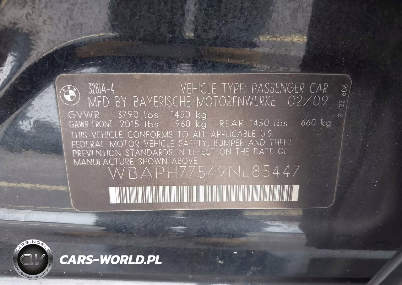 2009 BMW 328I VIN:WBAPH77549NL85447 - 9
