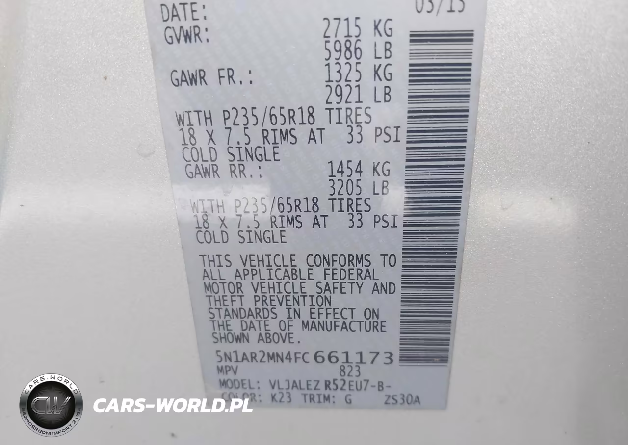 2015 Nissan Pathfinder Platinum-S-Sl-Sv VIN:5N1AR2MN4FC661173 - 9