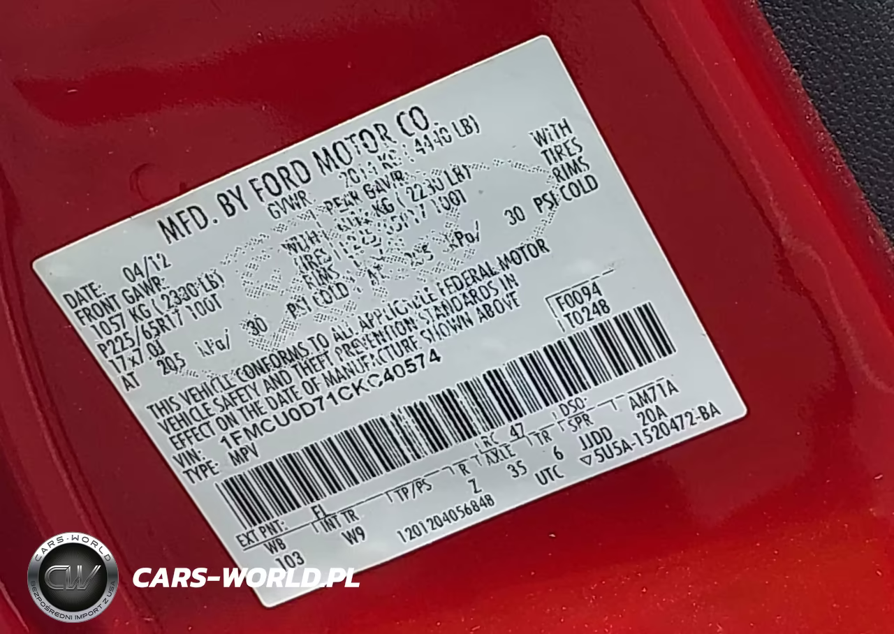 2012 Ford Escape Xlt VIN:1FMCU0D71CKC40574 - 9