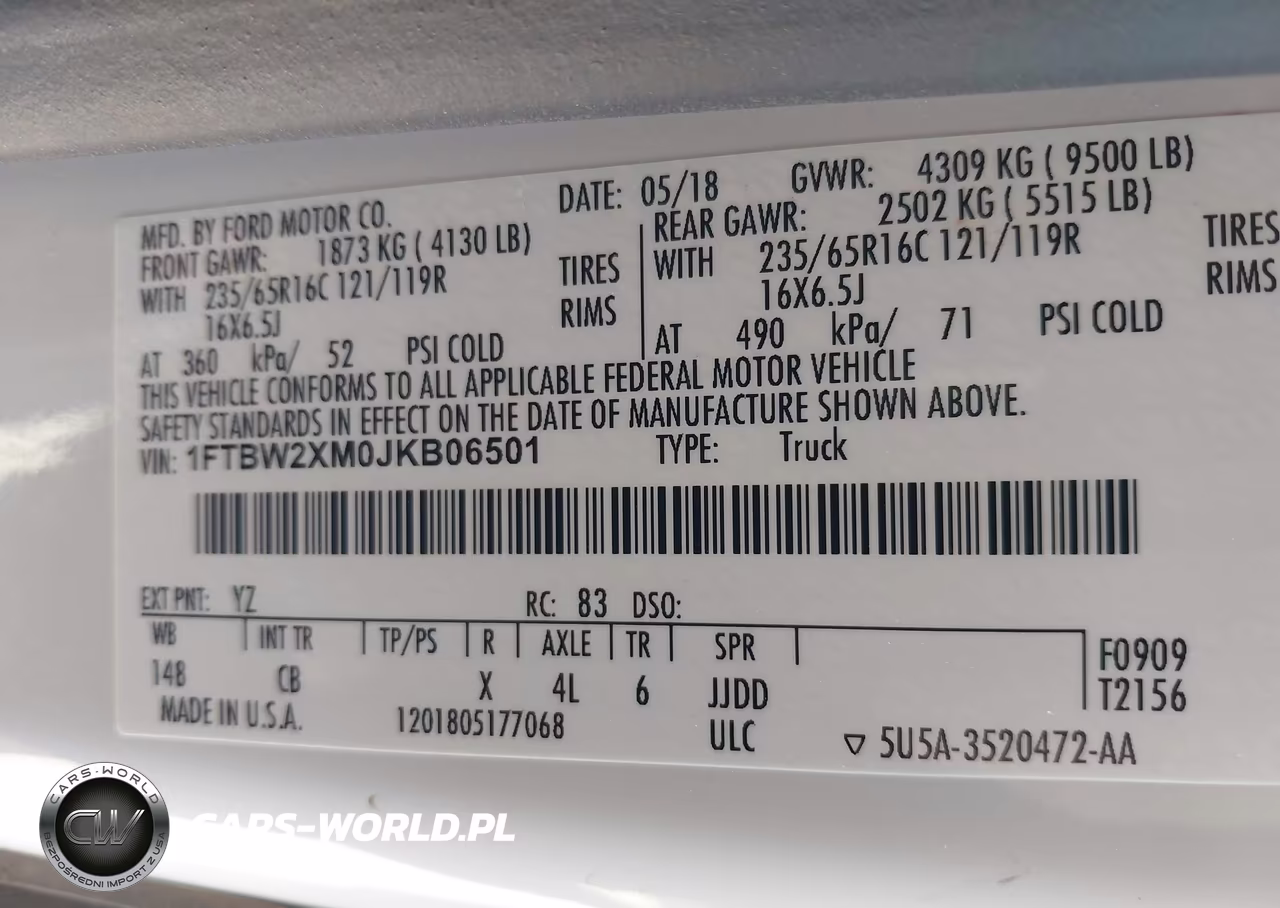2018 Ford Transit-350 VIN:1FTBW2XM0JKB06501 - 9
