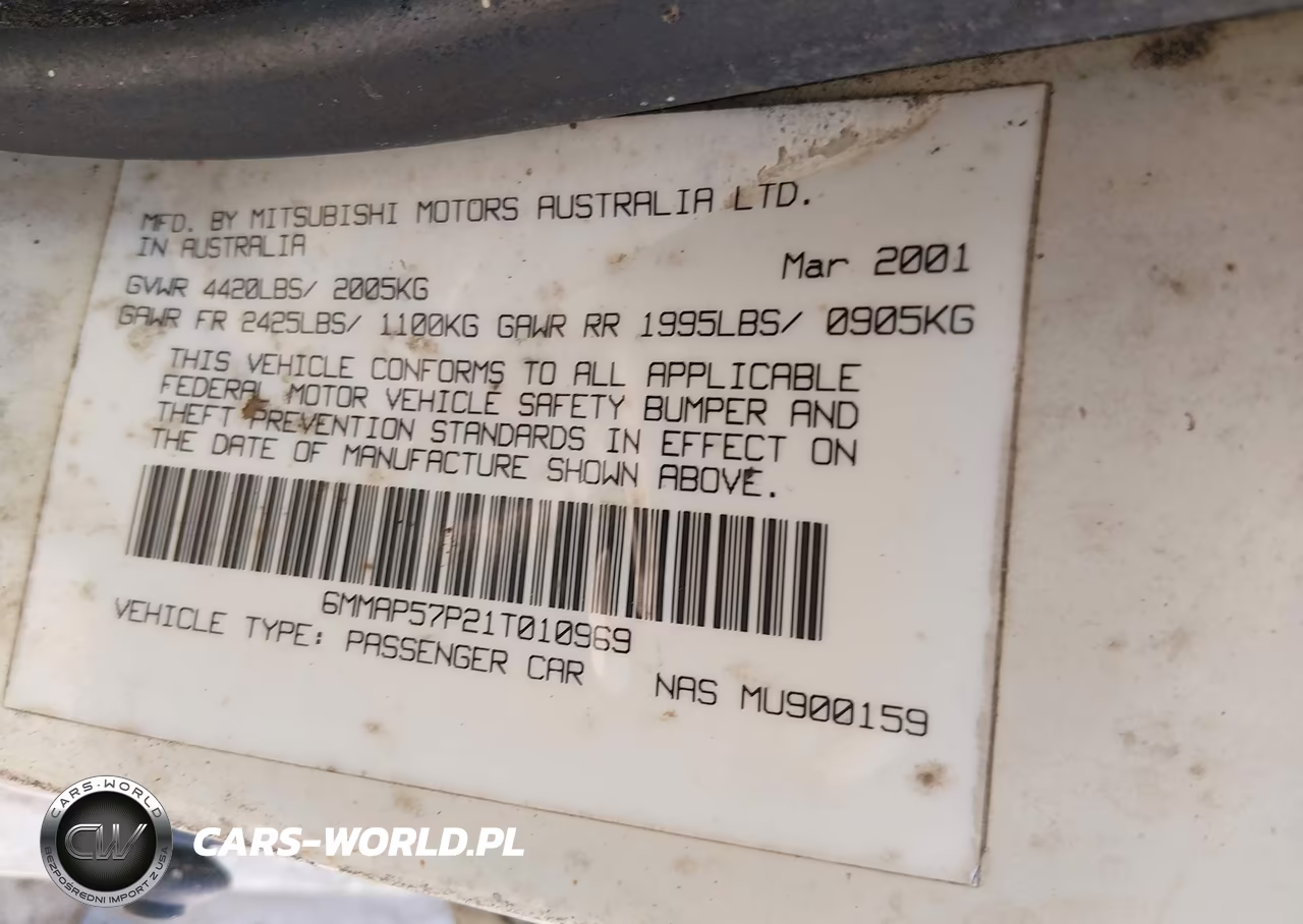 2001 Mitsubishi Diamante Es VIN:6MMAP57P21T010969 - 9