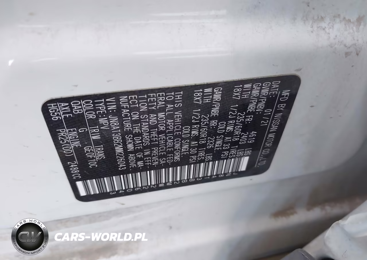 2021 Nissan Rogue Sv Intelligent Awd VIN:JN8AT3BB2MW226043 - 9