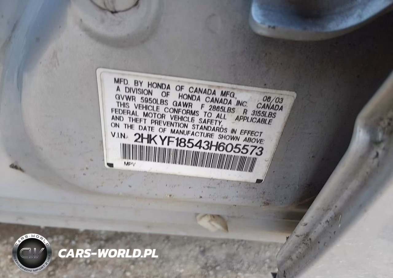 2003 Honda Pilot Ex-L VIN:2HKYF18543H605573 - 9