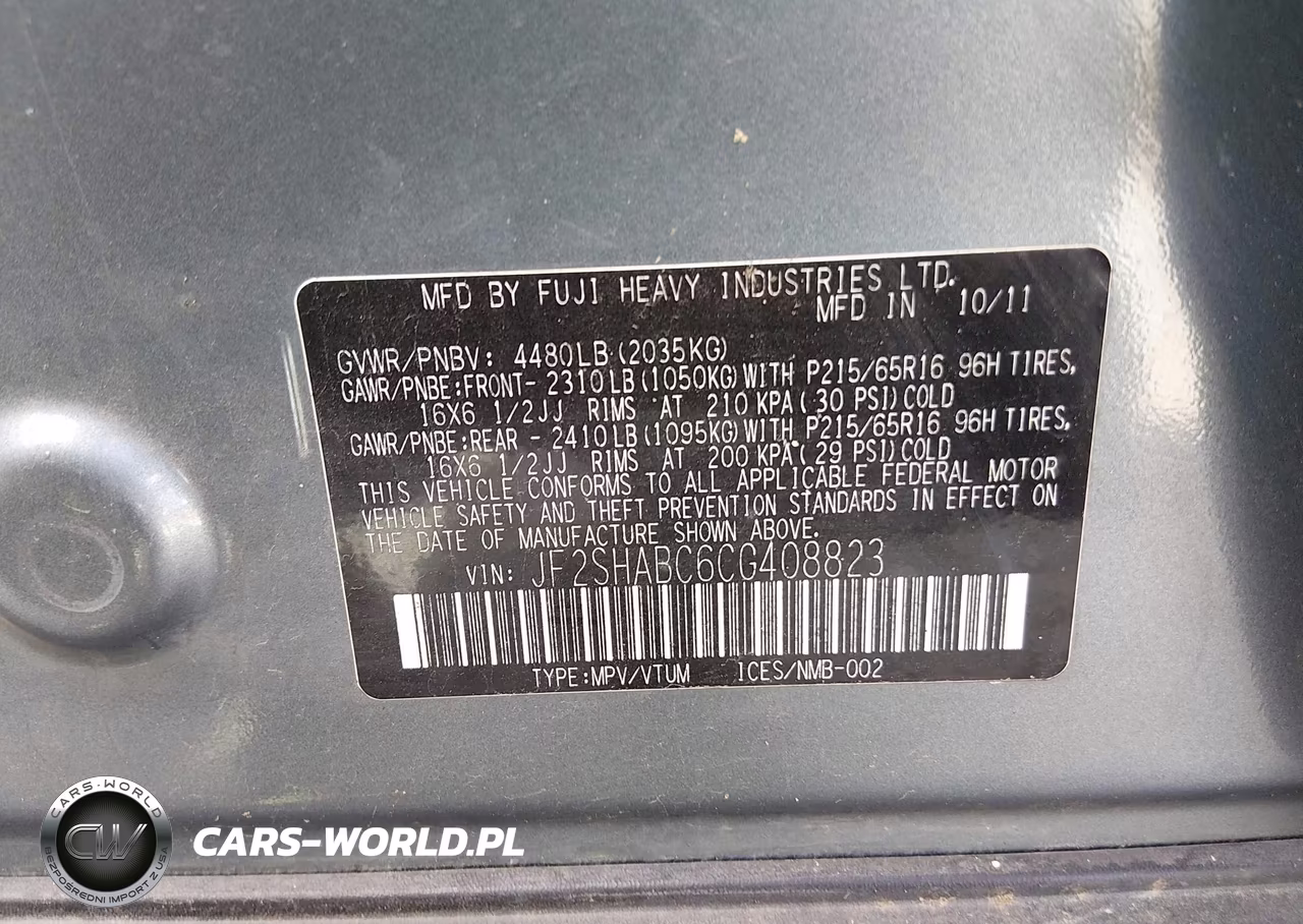 2012 Subaru Forester 2.5X VIN:JF2SHABC6CG408823 - 9