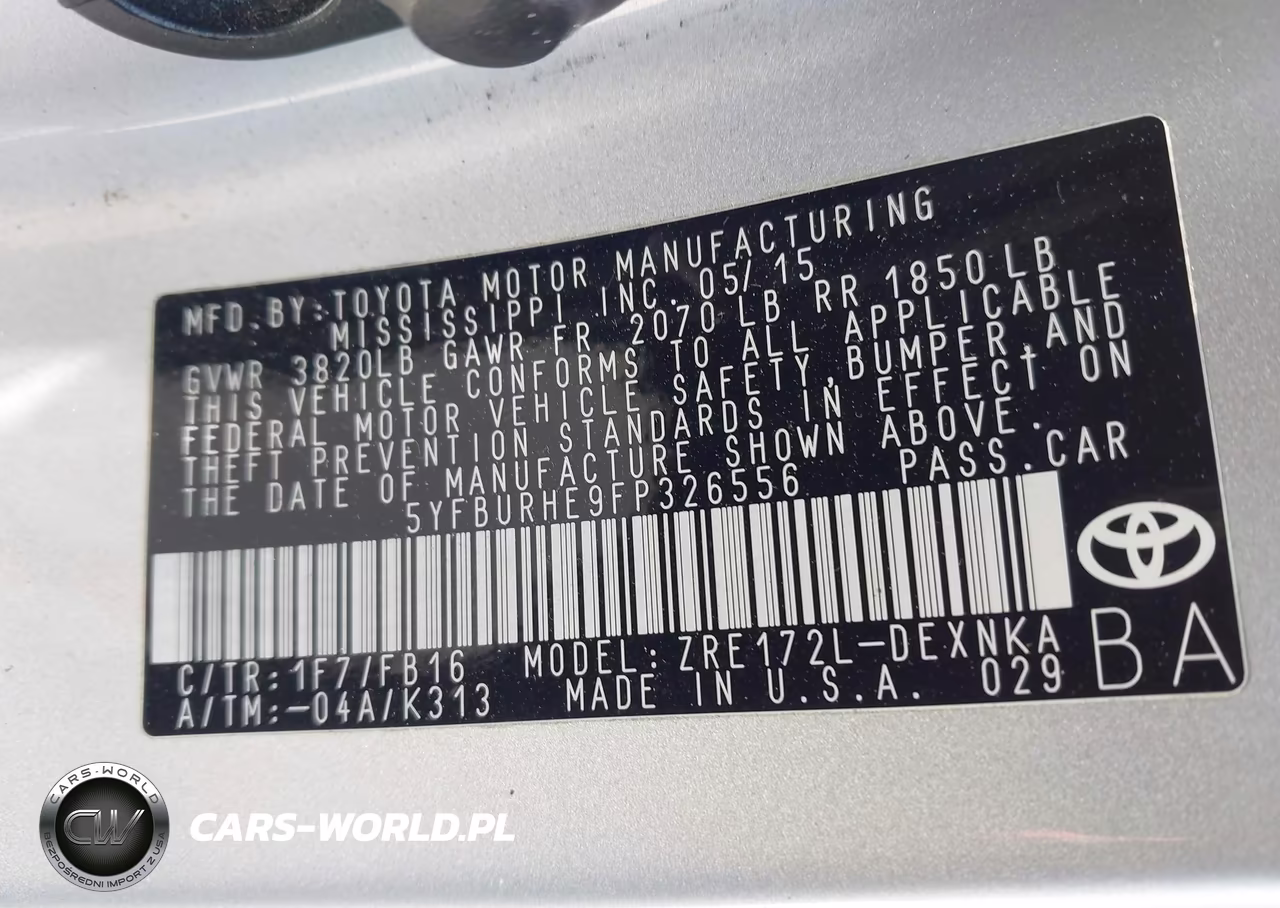 2015 Toyota Corolla Le VIN:5YFBURHE9FP326556 - 9