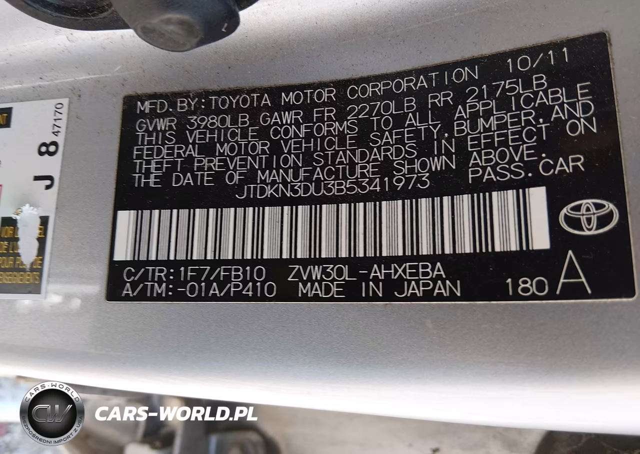 2011 Toyota Prius Two VIN:JTDKN3DU3B5341973 - 9