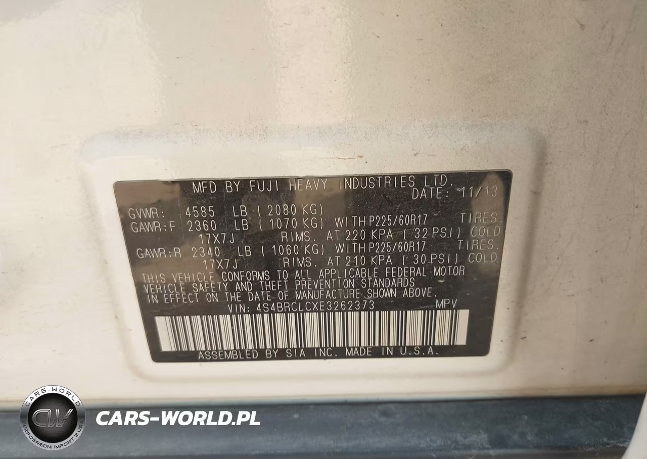 2014 Subaru Outback 2.5I Limited VIN:4S4BRCLCXE3262373 - 9