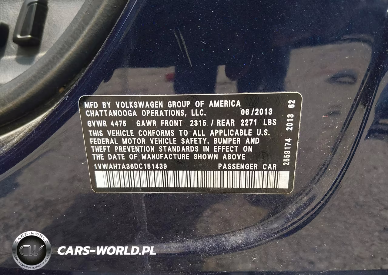 2013 Volkswagen Passat 2.5L S-2.5L Wolfsburg Edition VIN:1VWAH7A36DC151439 - 9