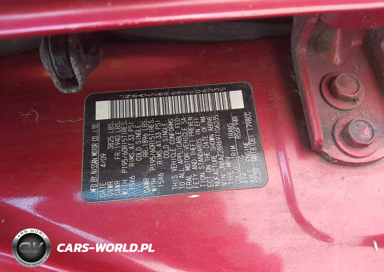 2009 Nissan Cube 1.8 VIN:JN8AZ28R69T106235 - 9