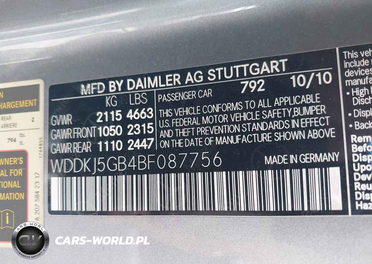 2011 Mercedes-Benz E 350 VIN:WDDKJ5GB4BF087756 - 9